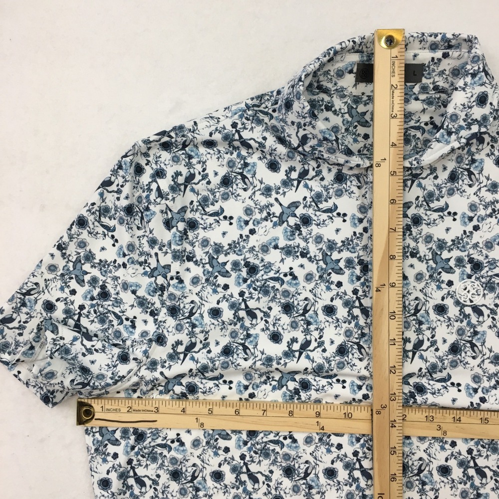G/FORE Men's‎ Short Sleeve Button Down Shirt Floral Print Blue White Size L - Picture 5 of 6